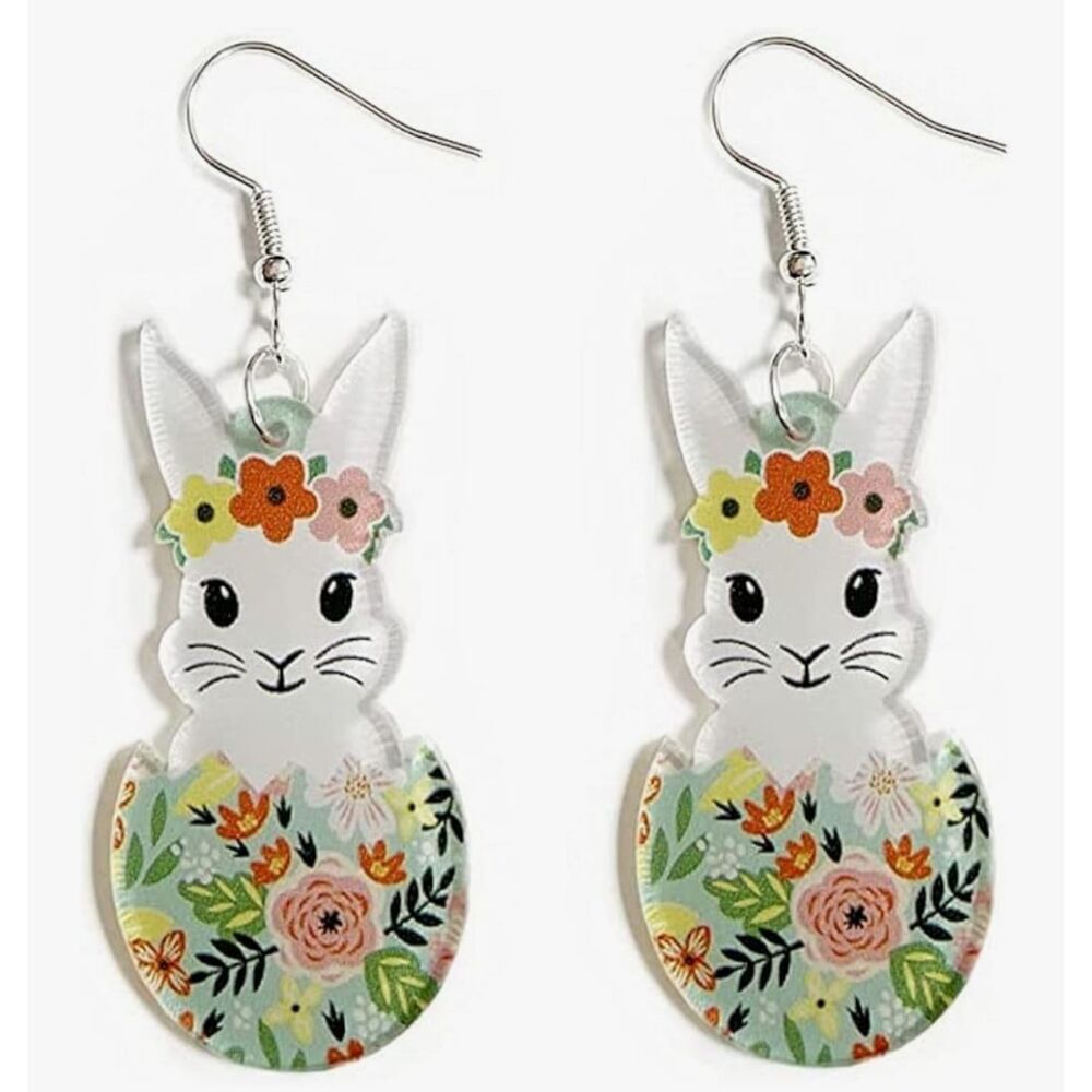 Acrylic easter bunny drop earrings